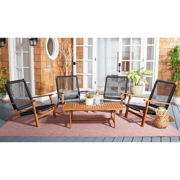 SAFAVIEH Outdoor Deven 5Piece Acacia Wood Coffee Set.