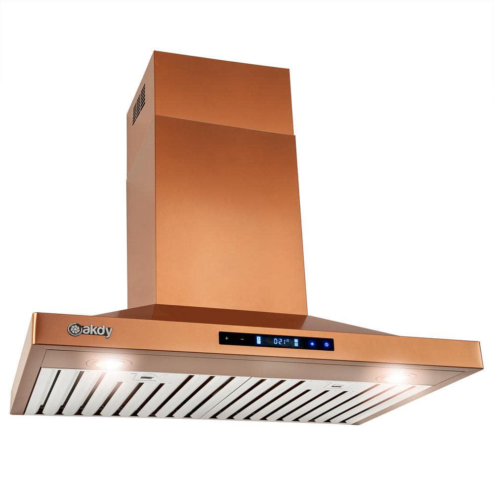 AKDY 30 in Convertible Wall Mount Copper Stainless Steel Kitchen Range Hood with Touch Panel