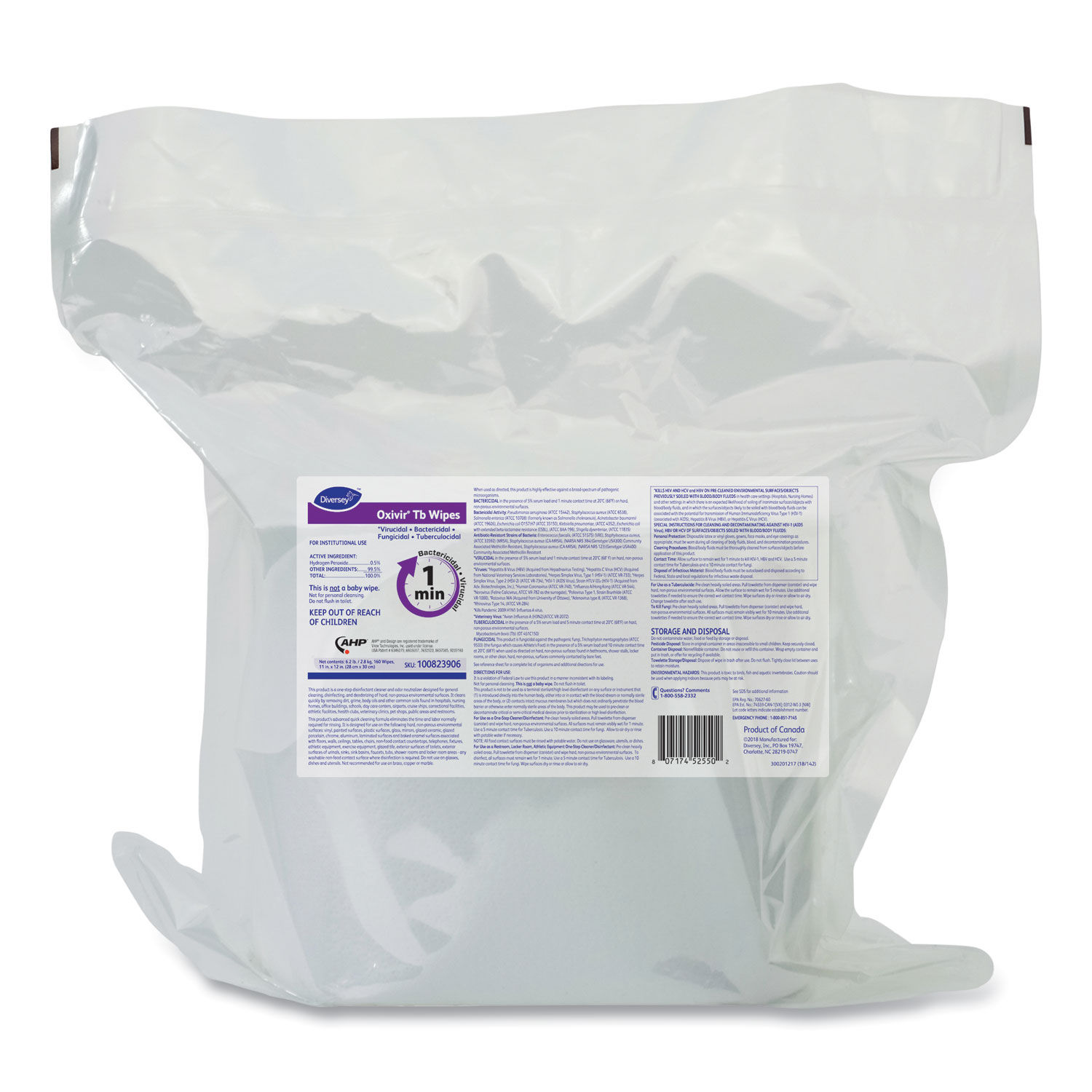 Oxivir TB Disinfectant Wipes Refill by Diverseyandtrade; DVO100823906