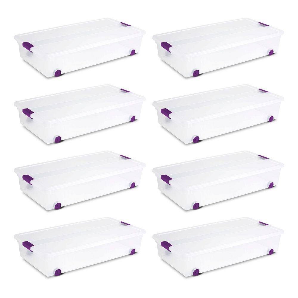 Sterilite 60 qt. ClearView Latch Lid Wheeled Underbed Storage Box (8-Pack) 8 x 17611704