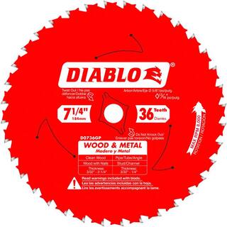 DIABLO 7-14 in. x 36-Tooth Wood  Metal Circular Saw Blade D0736GPR