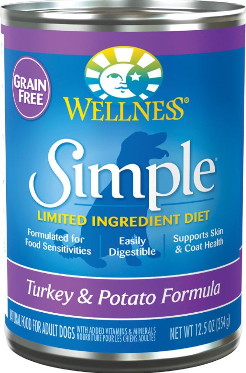 Wellness Simple Limited Ingredient Diet Grain-Free Turkey and Potato Formula Canned Dog Food， 12.5oz.