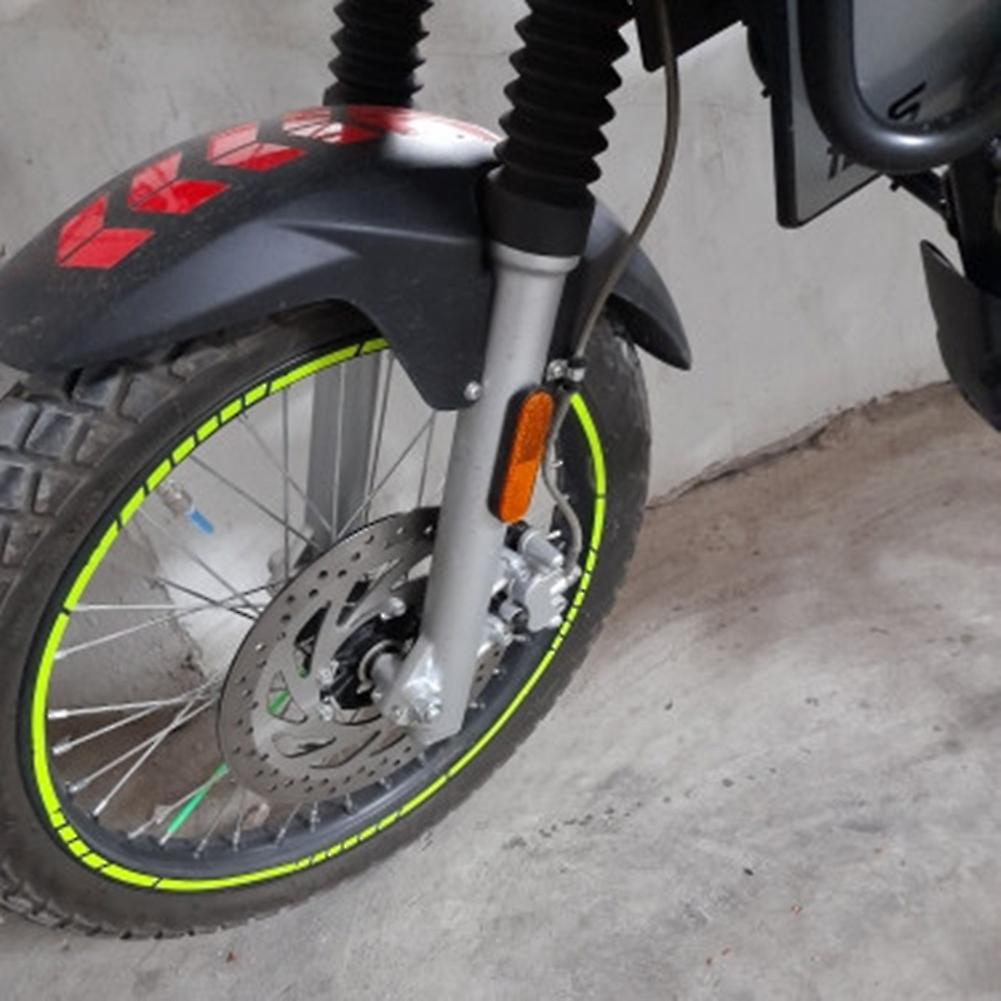 Wheel Reflective Stickers Waterproof Decorative Stickers Fluorescent Wheel Rim Stripe Decals For Motorcycle Bicycle Electric Car Green 10 Inches