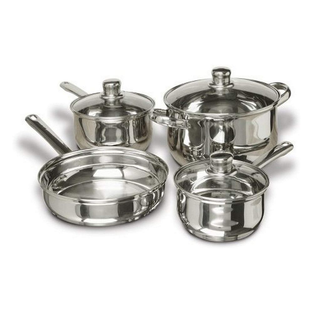 Gibson 7 Piece Carbon Steel Nonstick Pots and Pans Cookware Set， Stainless Steel