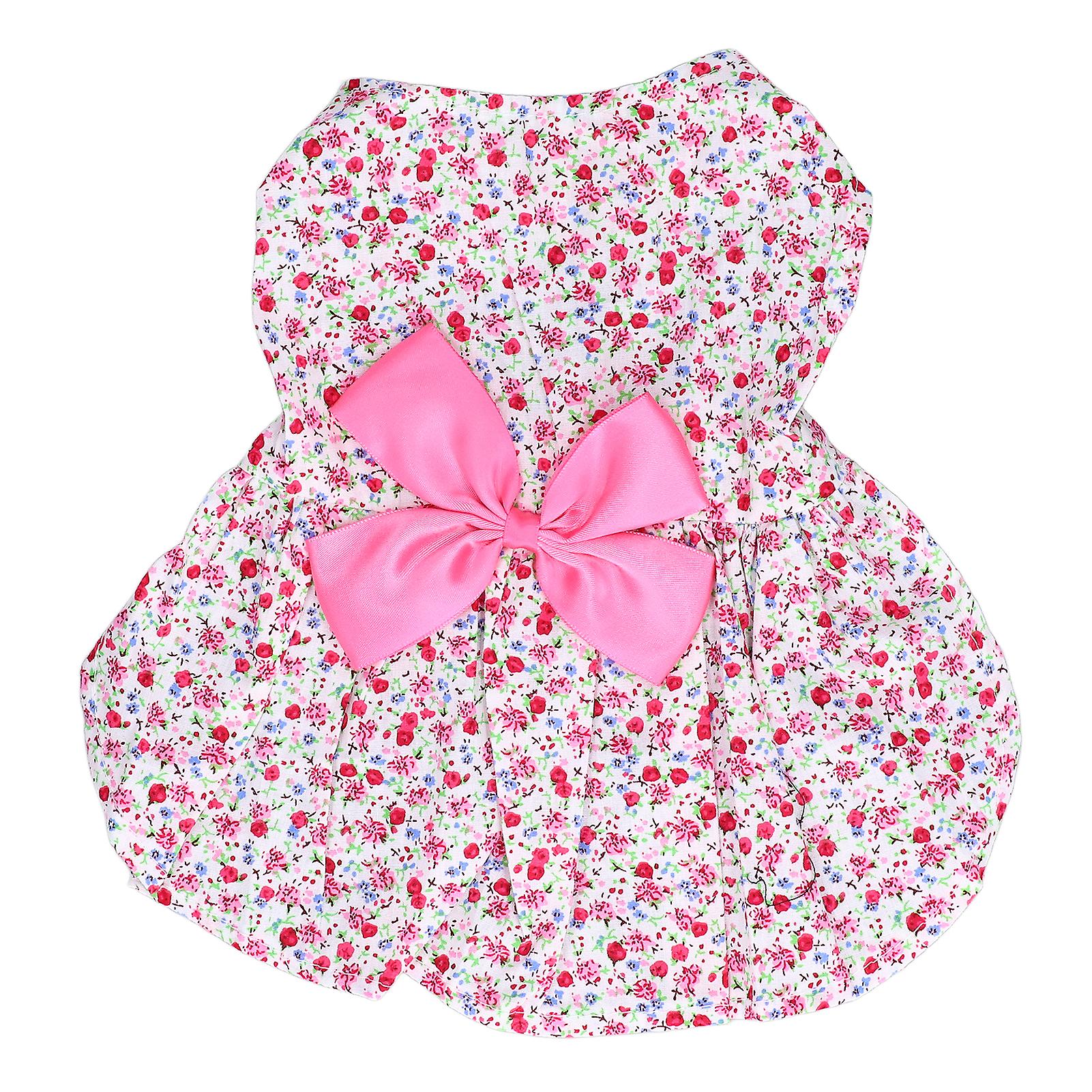 Little Pet Floral Skirt Puppy Rabbit Bow Dress Floral Clothes Cute Floral Skirt For Small Dogs Rabbitspink M