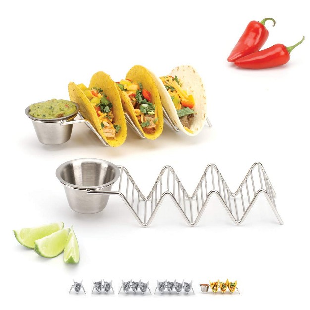 2 Lb Depot Stainless Steel Stackable Taco Holders Holds 2 5 Hard Or Soft Tacos Five Styles Available Set Of 2