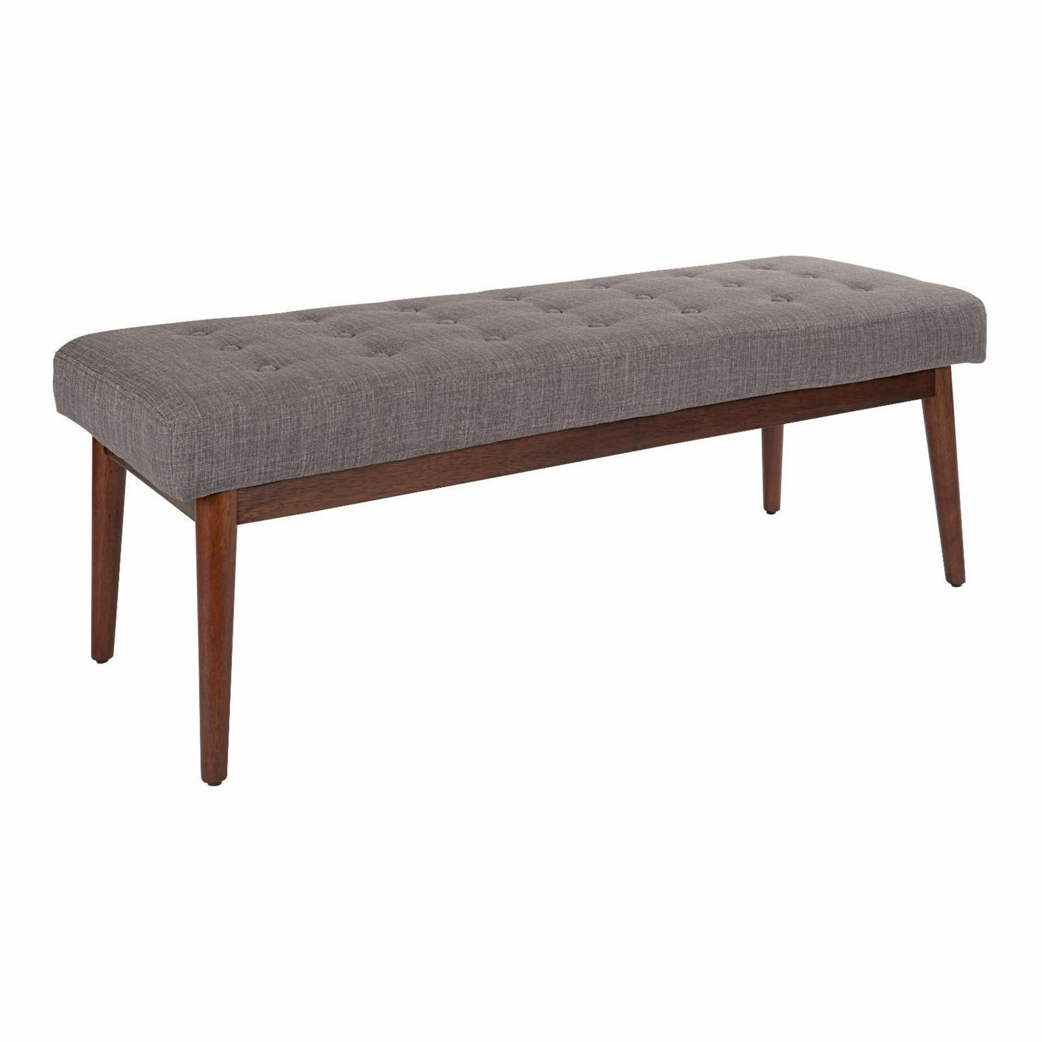 OSP Home Furnishings West Park Bench in Linen Fabric with Coffee Finished Legs