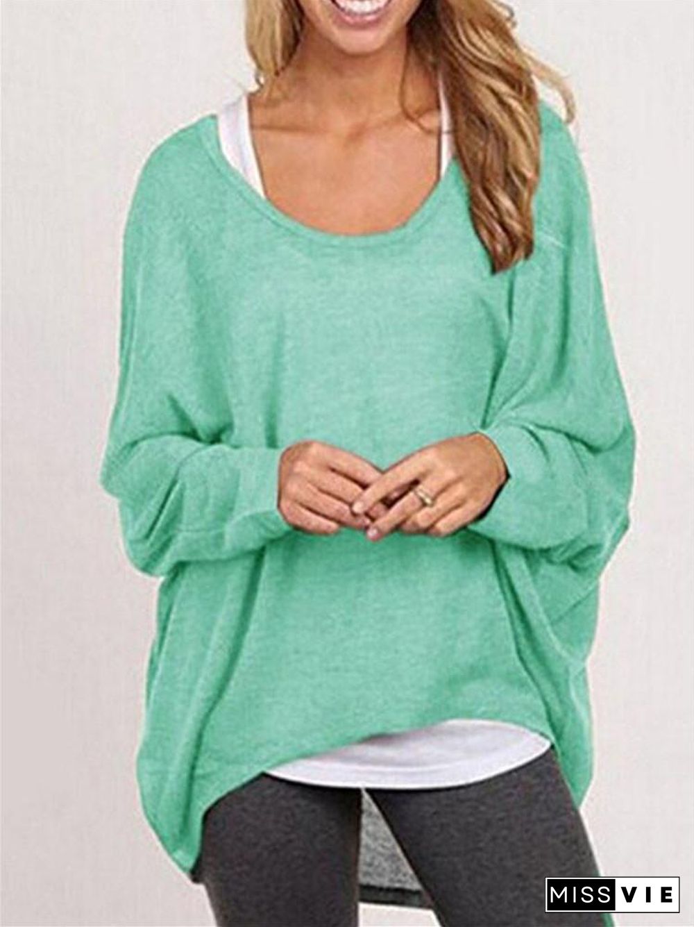 Fall Fashion Women's Long Sleeve Solid Color Woolen Sweater Plus Size Casual Tops Loose T-shirt Pullovers P11502