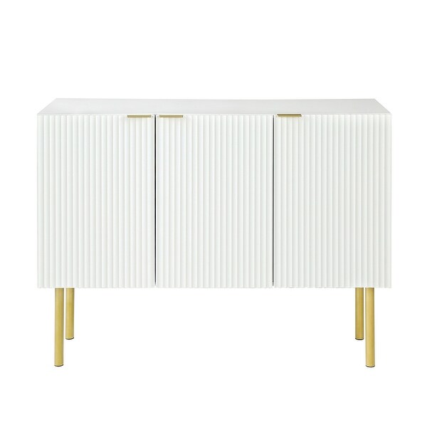 Modern Simple Sideboard Console Table with Gold Metal Legs and Handles