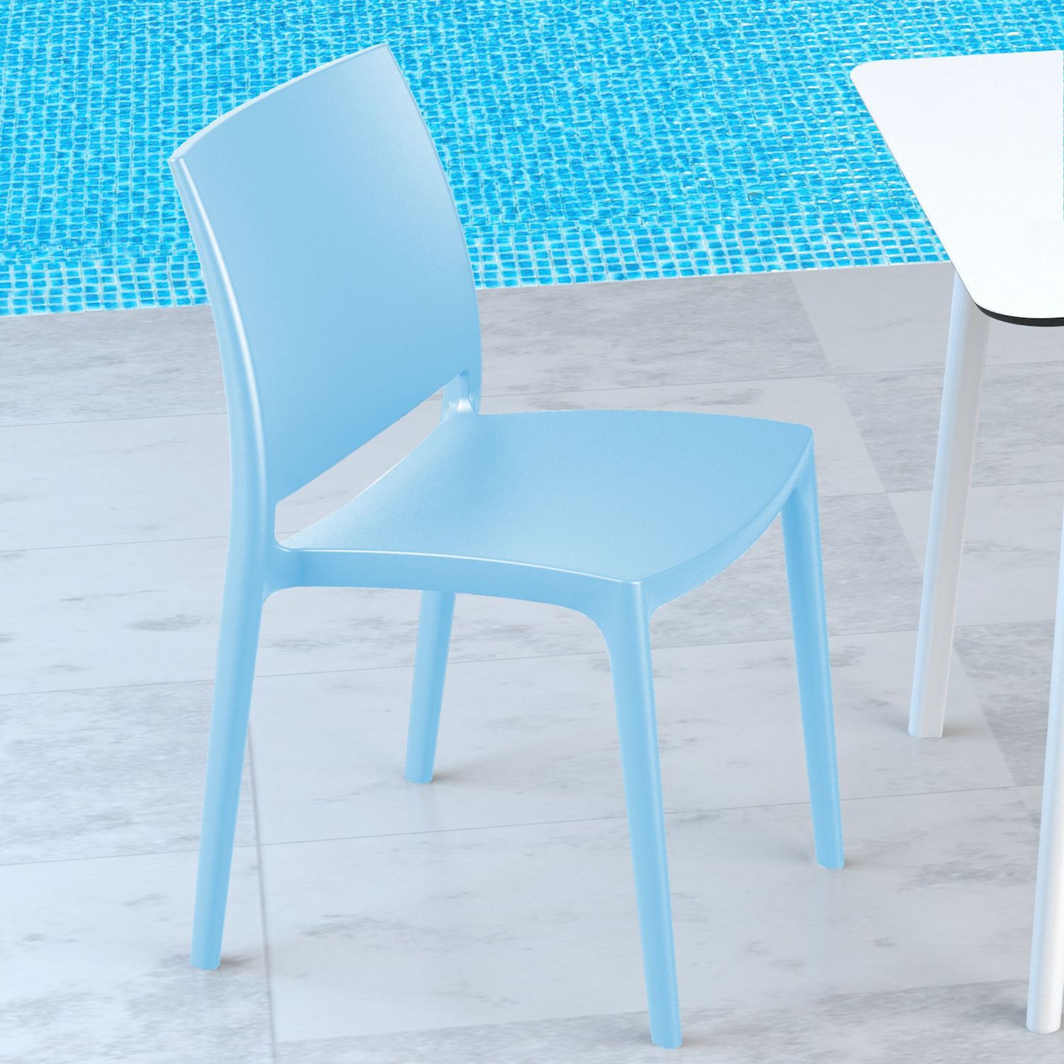 32 Blue Resin Solid Weather Resistant Outdoor Dining Chair