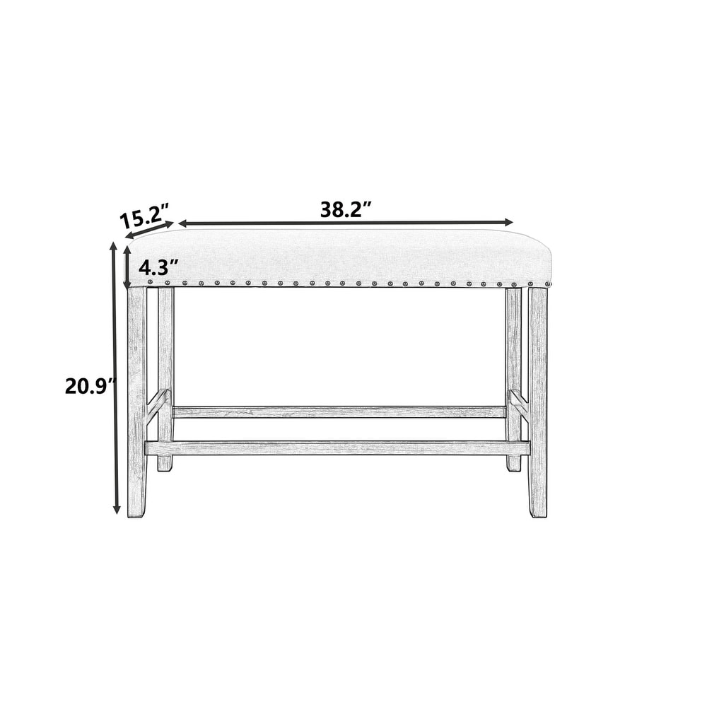 Rustic Wooden Upholstered Dining Bench for Small Places  Espresso+ Beige