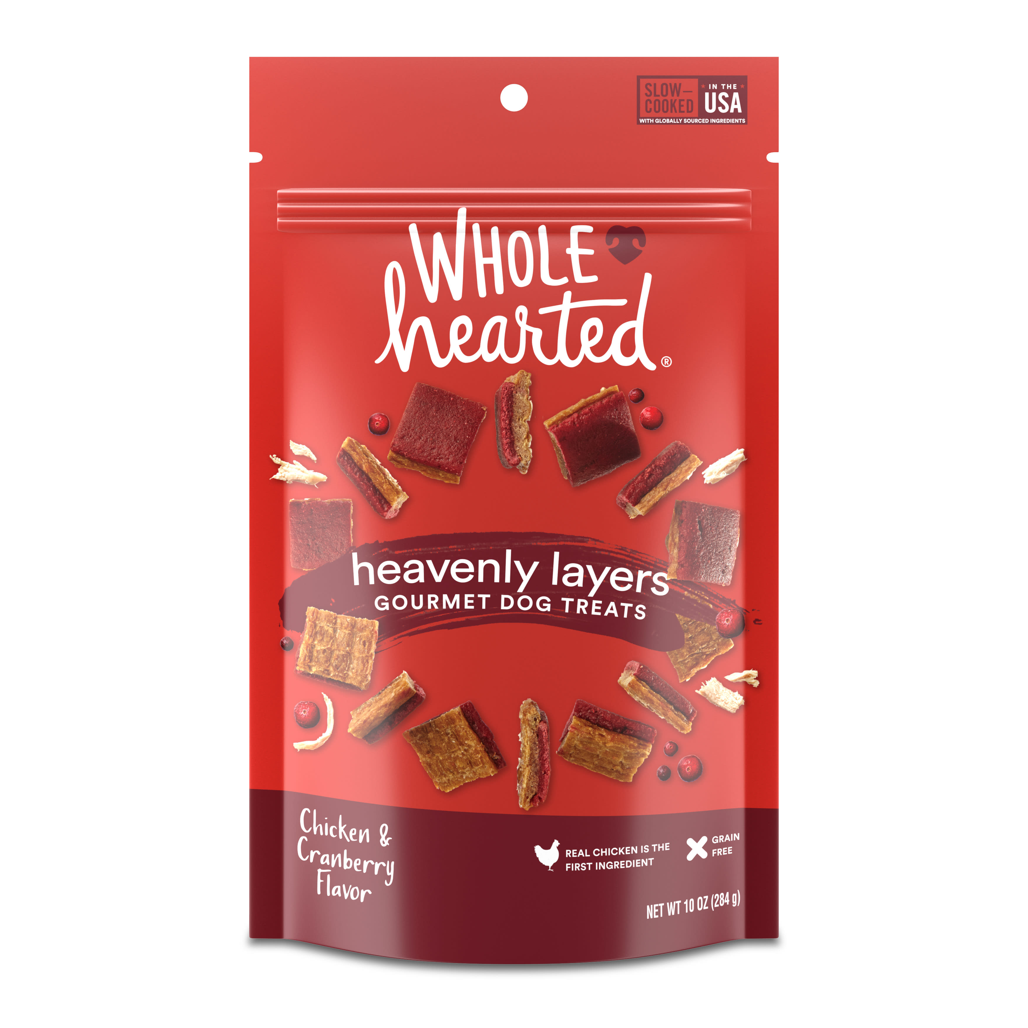 WholeHearted Heavenly Layers Chicken  Cranberry Flavor Gourmet Dog Treats， 10 oz.