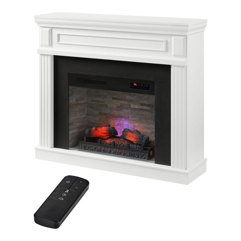 StyleWell Grantley 50 in. W Freestanding Electric Fireplace Mantel in White 150632