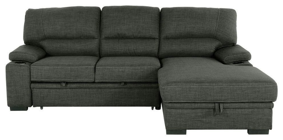 Gallo 2 Piece Sectional Sleeper Sofa With Storage   Transitional   Sleeper Sofas   by Kolibri Decor  Houzz