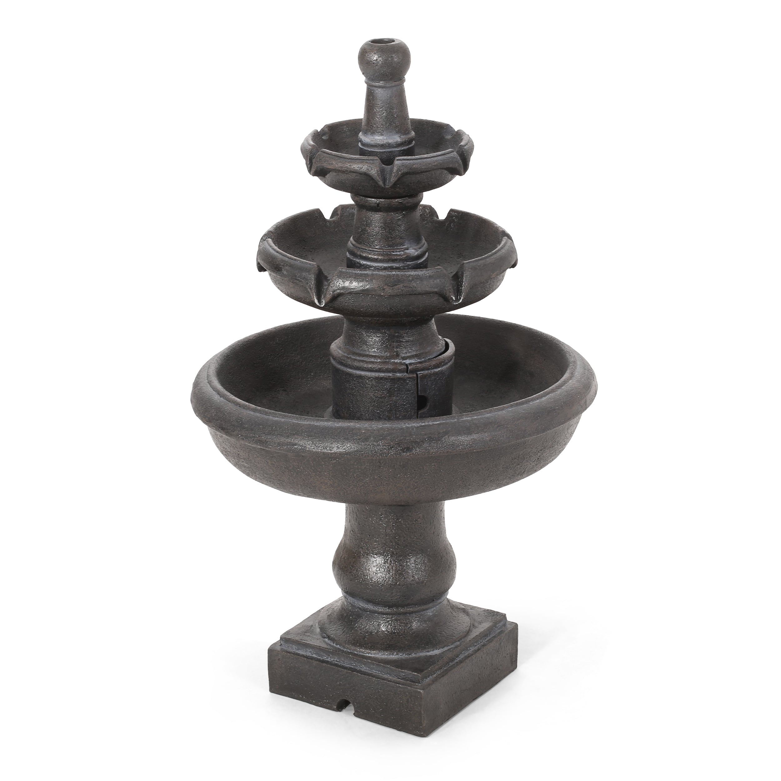 Irwington Outdoor 3-Tier Fountain, Dark Gray