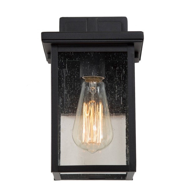 Metal seeded Glass Square Outdoor Wall Light Matte Black Lnc