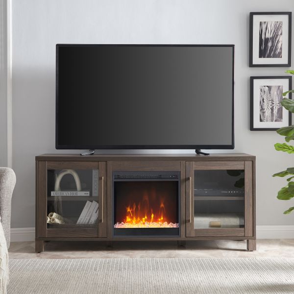 Quincy Rectangular TV Stand with Crystal Fireplace for TV's up to 65