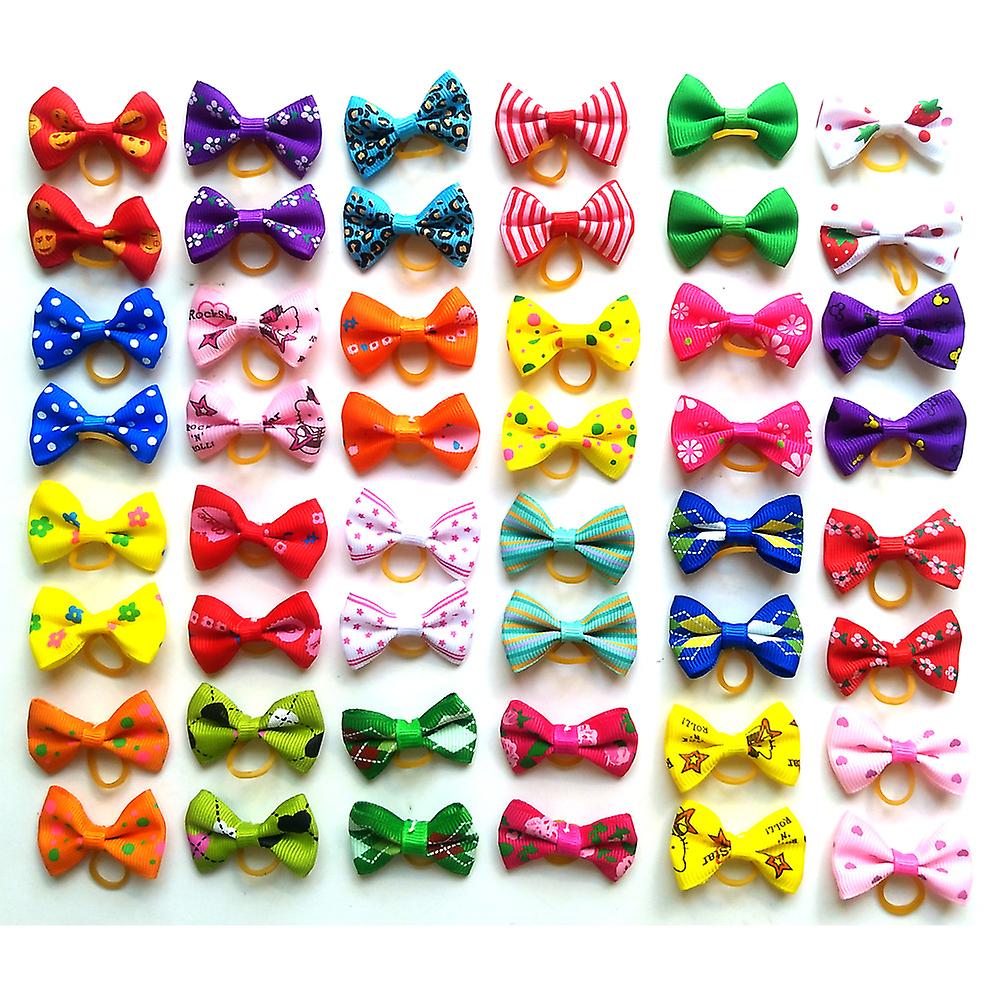 10 Pcs Dog Small Hair Bows With Rubber Bands-pet Hair Accessories For Girl Puppy Small Dogs (rubber Band)