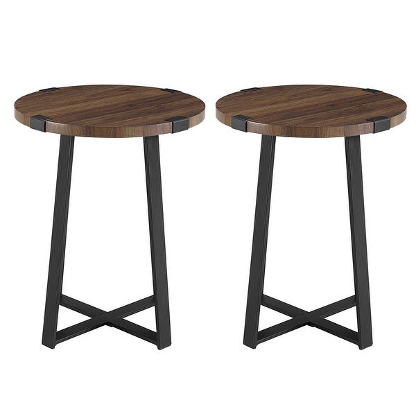 Middlebrook Designs Barnett Round Metal Wrap Side Table - Set of 2