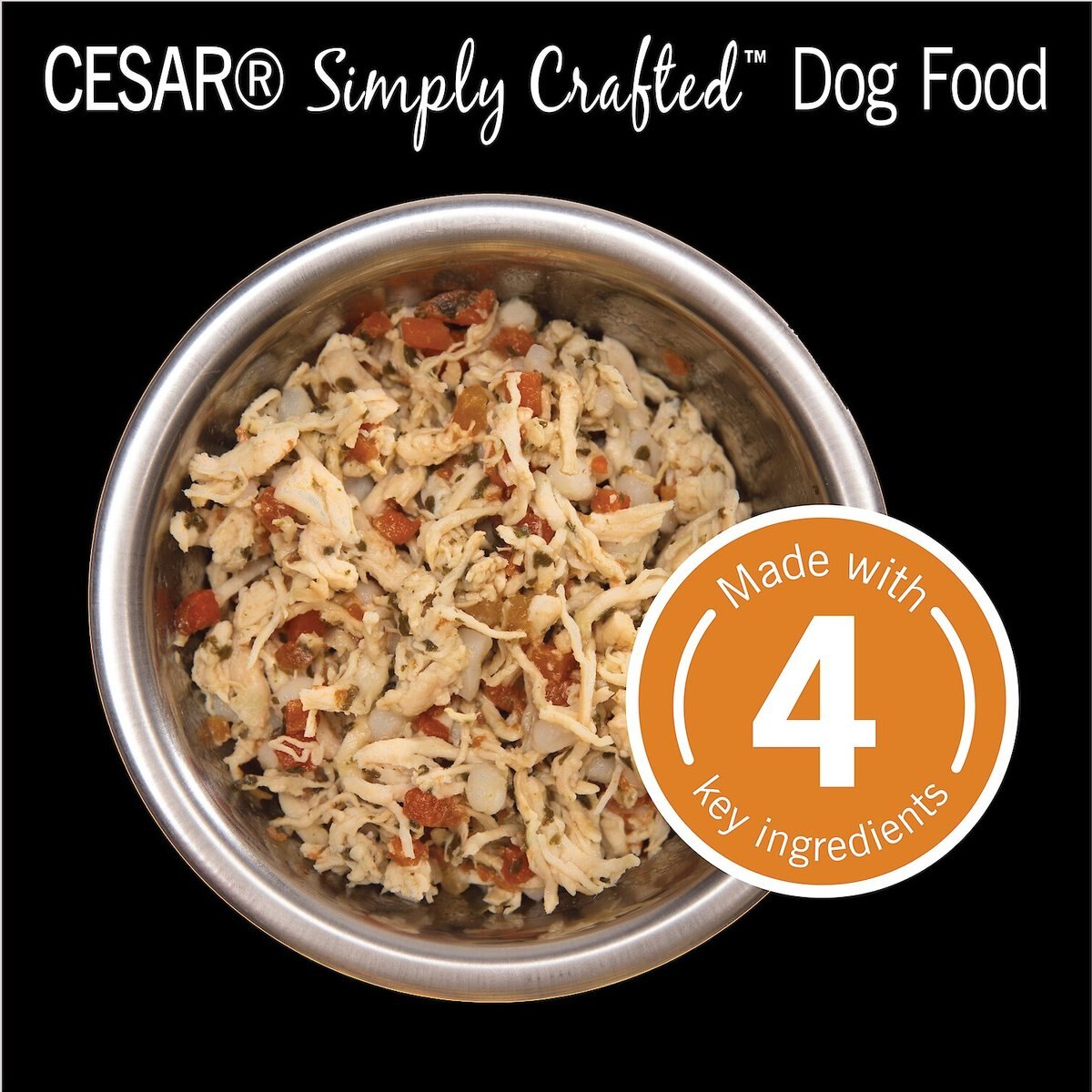 Cesar Simply Crafted Chicken， Carrots， Barley and Spinach Limited-Ingredient Wet Dog Food Topper