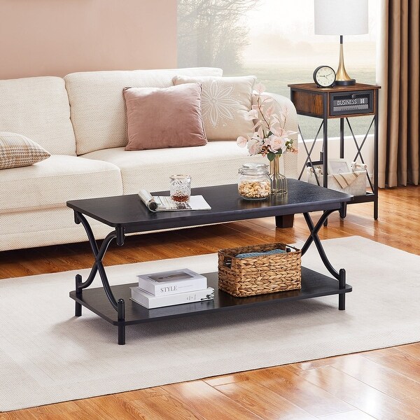 Modern 3 Piece Coffee Table and Side Table Set of 2