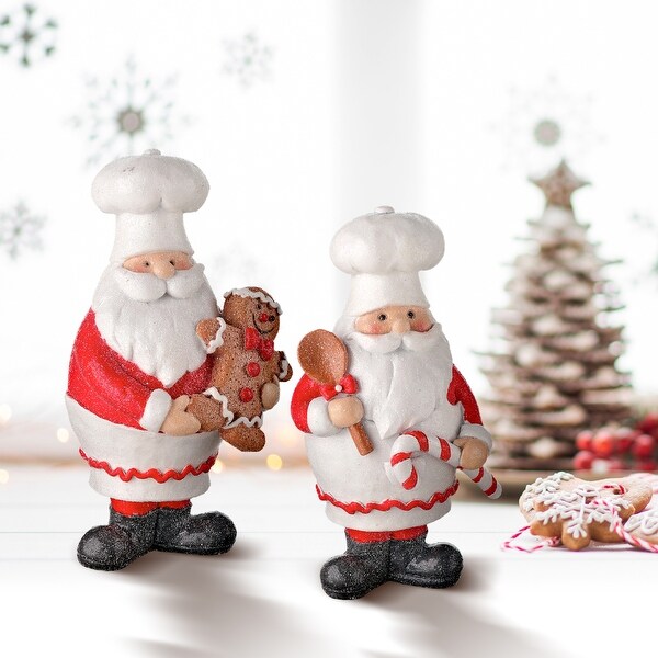 6 Resin Candy Maker Santa Set of 2