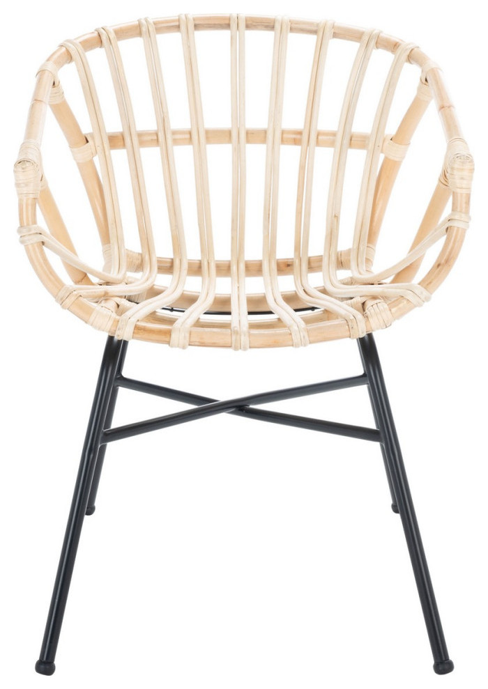 Kittery Rattan Dining Chair Set of 2 Natural / Black   Tropical   Dining Chairs   by Virgil Stanis Design  Houzz