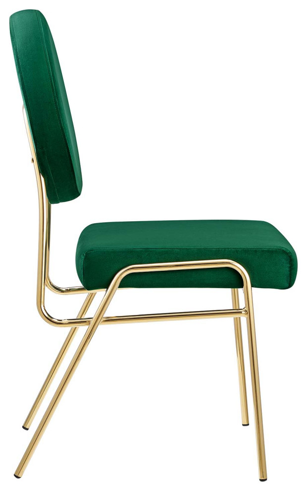 Craft Performance Velvet Dining Side Chair  Gold Green   Midcentury   Dining Chairs   by First of a Kind USA Inc  Houzz