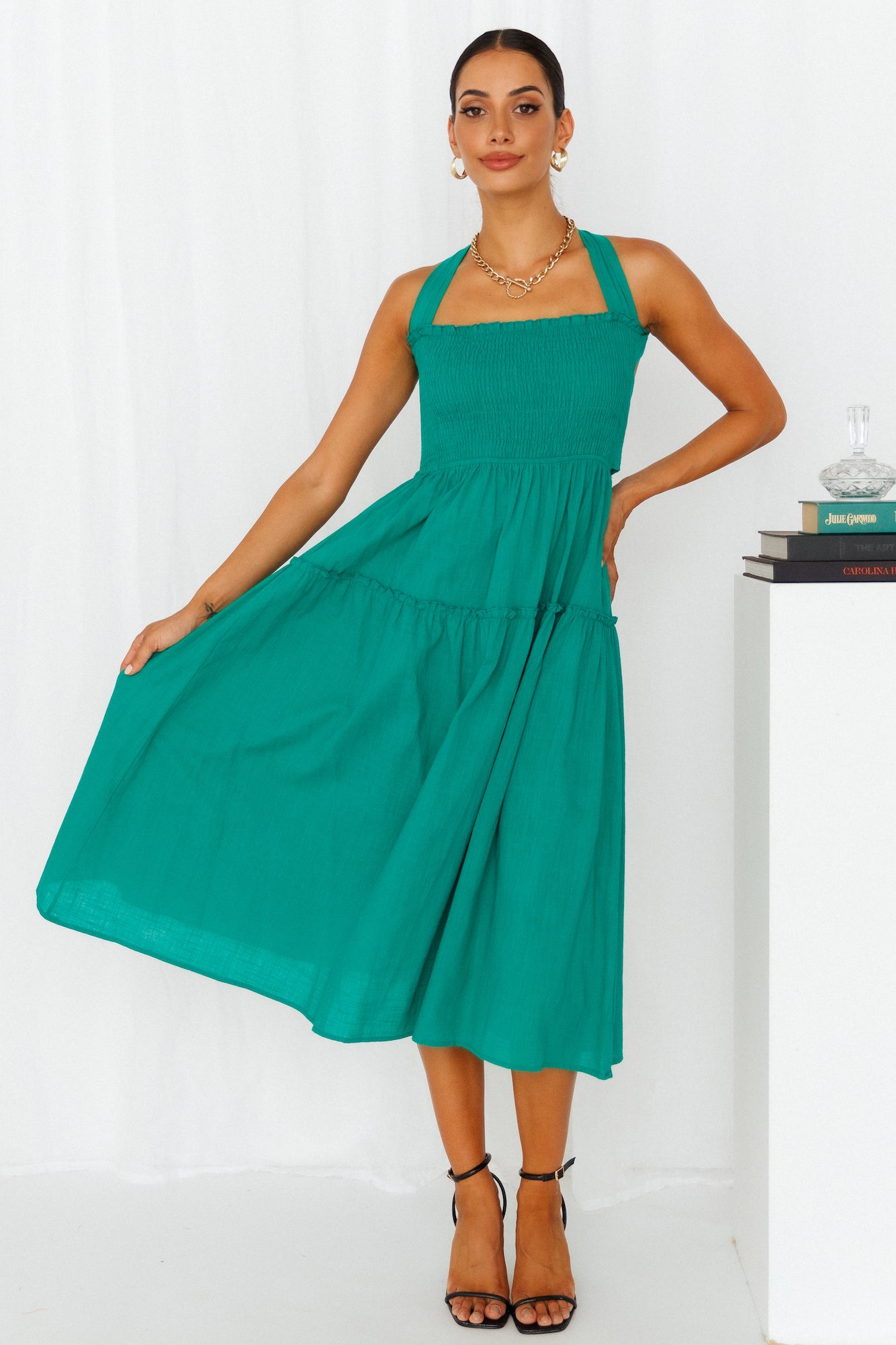 Limelight Shine Midi Dress Green