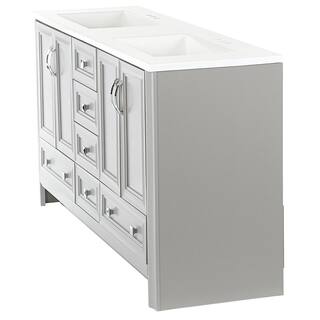 Glacier Bay Candlesby 60.25 in. W x 18.75 in. D Bath Vanity in Sterling Gray with Cultured Marble Vanity Top in White with 2 Sinks CD60P2-ST