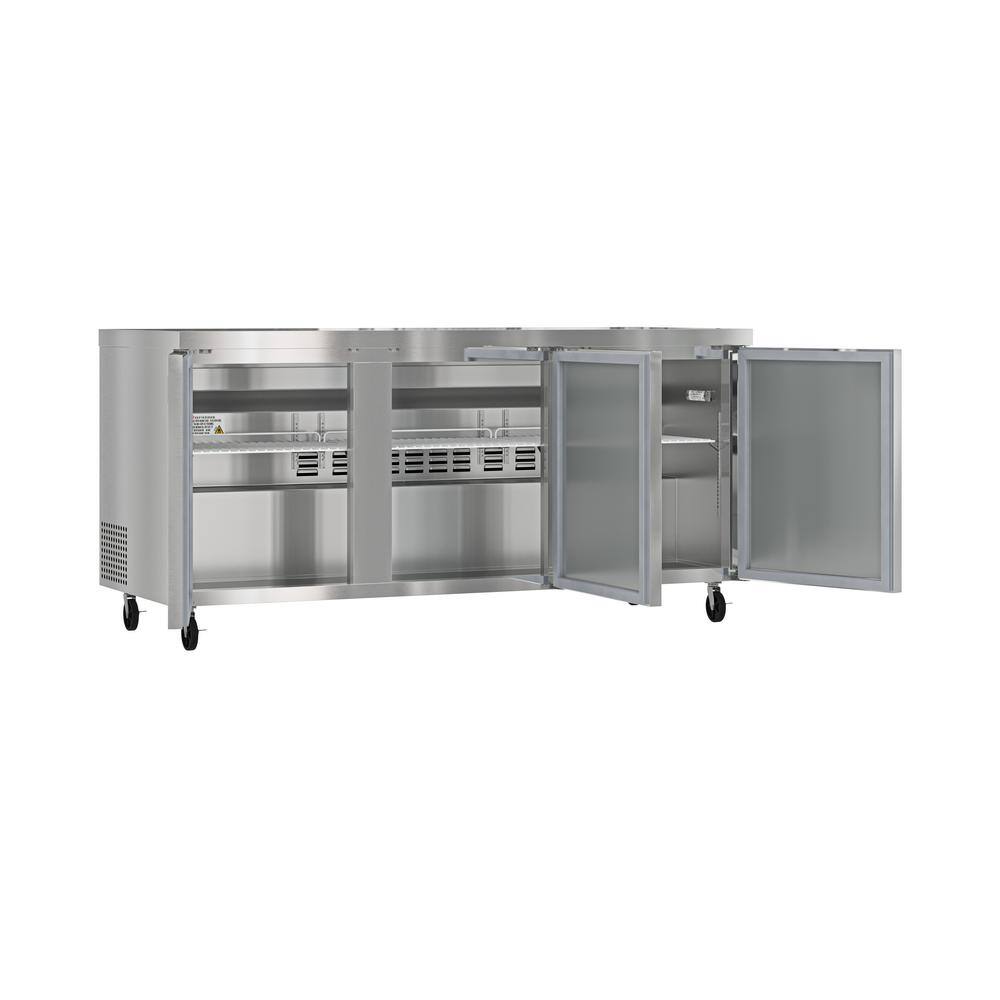 Koolmore 72 In. 18 cu. ft. Commercial Under the Counter Refrigerator in Stainless-Steel KM-UCR-3DSS