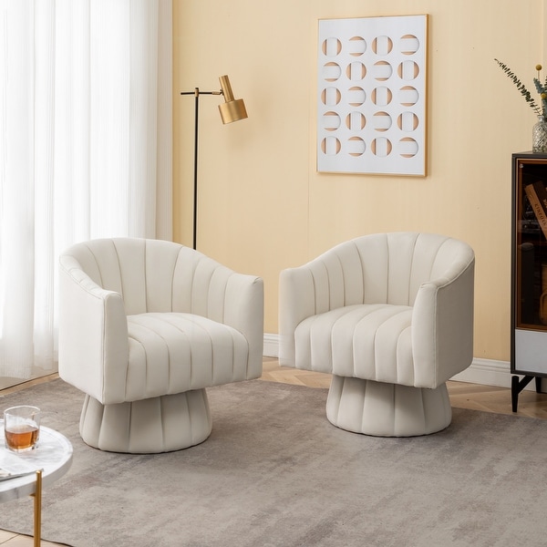 SEYNAR Modern Glam Velvet Upholstered Swivel Accent Barrel Chair Set of 2