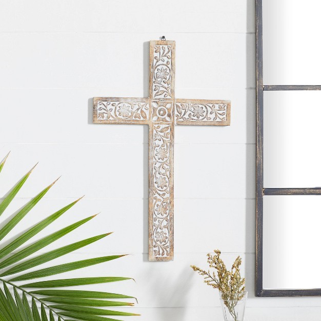 Mango Wood Biblical Carved Cross Wall Decor Brown Olivia amp May