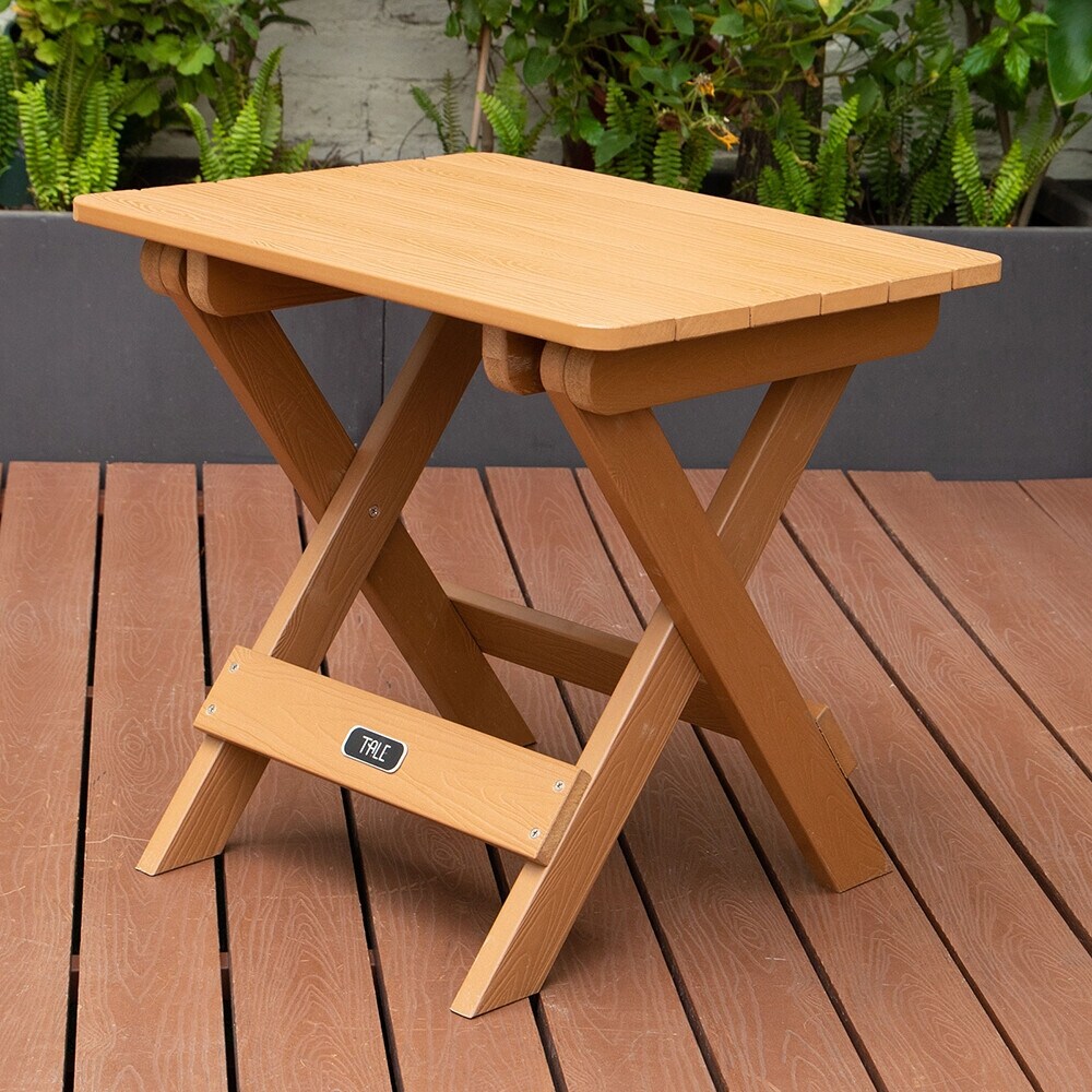 Adirondack Portable Folding Side Table Square Fade Resistant Plastic Wood Table Outdoor