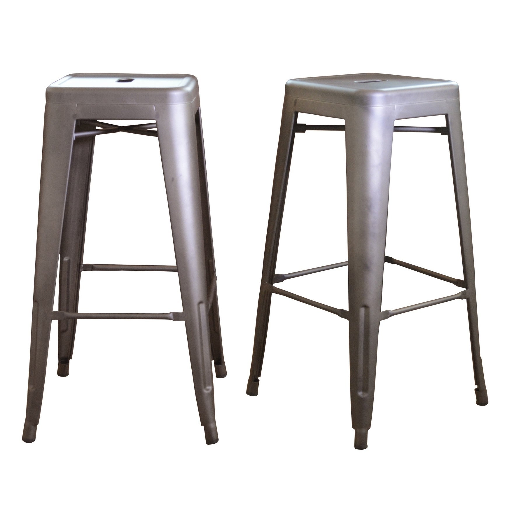 Carbon Loft Tolliver Gunmetal 30-inch Metal Bar Stool (Set of 2)