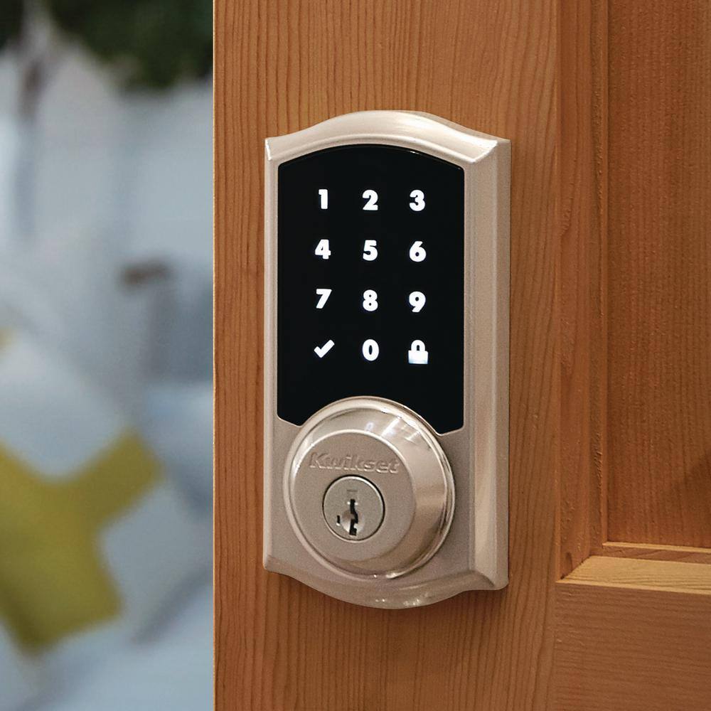 Kwikset Z-Wave SmartCode 916 Touchscreen Satin Nickel Single Cylinder Keypad Electronic Deadbolt Featuring SmartKey Security 916TRLZW50015RC