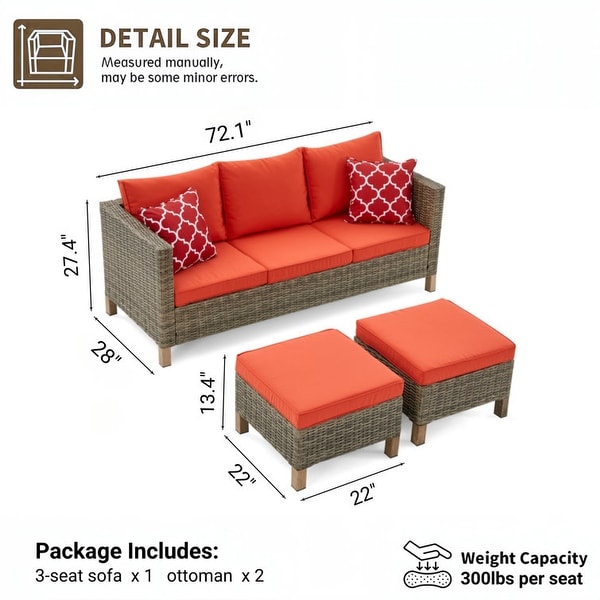 72.1'' Wicker Outdoor Patio Sofa