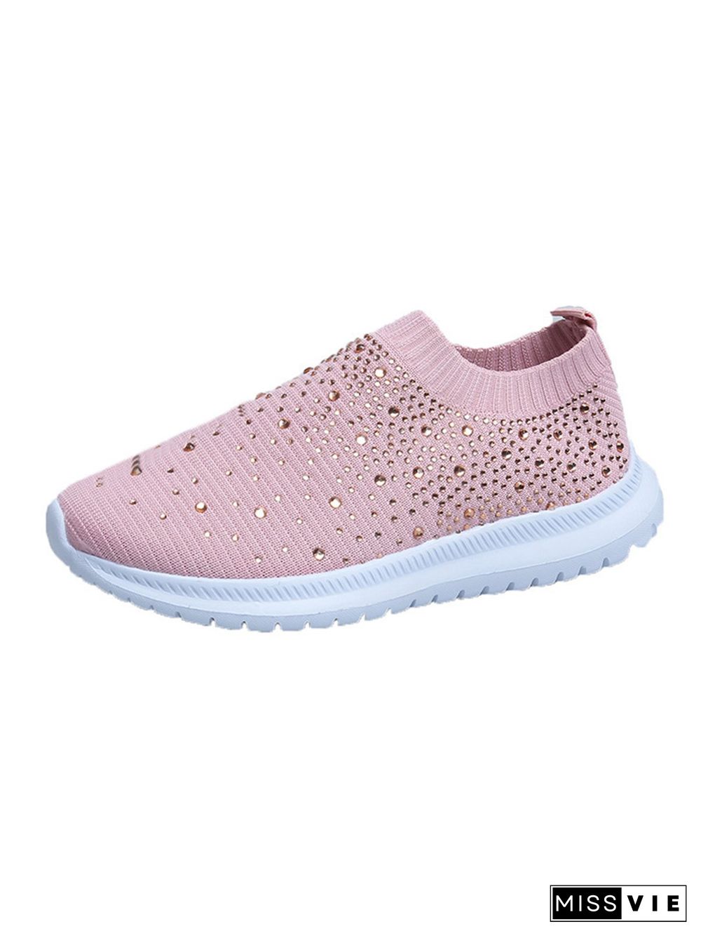 Rhinestone Design Portable Overfoot Lightweight Flyknit Sneakers