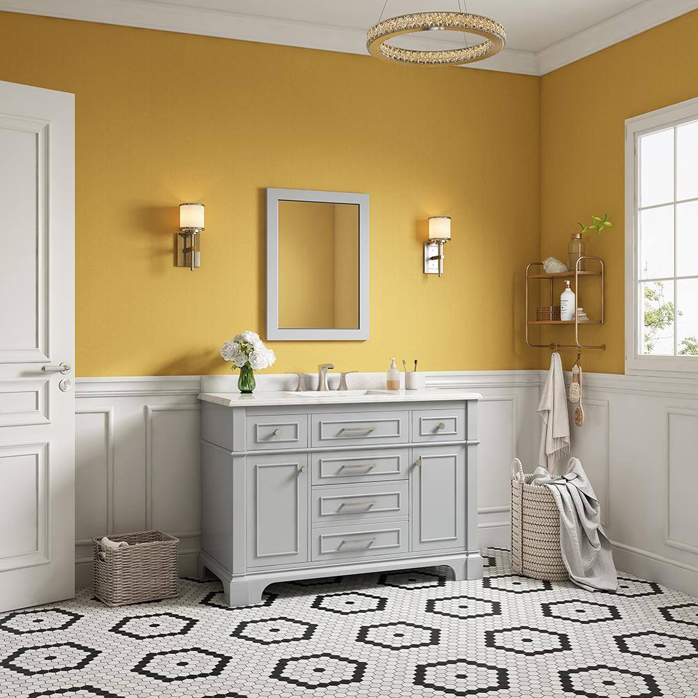 Home Decorators Collection Melpark 48 in. W x 22 in. D x 34.5 in. H Bath Vanity in Dove Gray with White Cultured Marble Top Melpark 48G