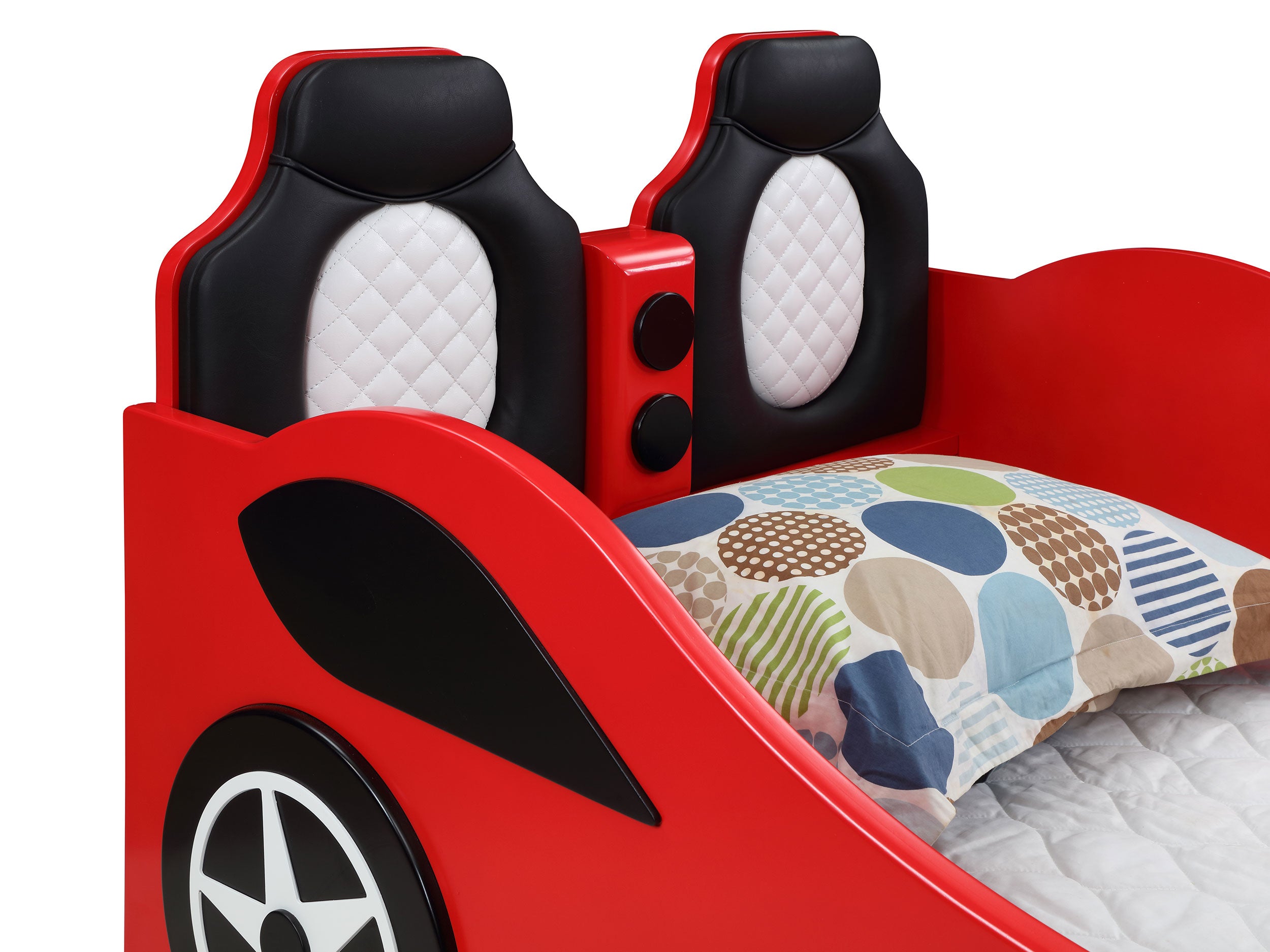 Cruiser Car Themed Twin Bed With Underglow Lights Red-400479