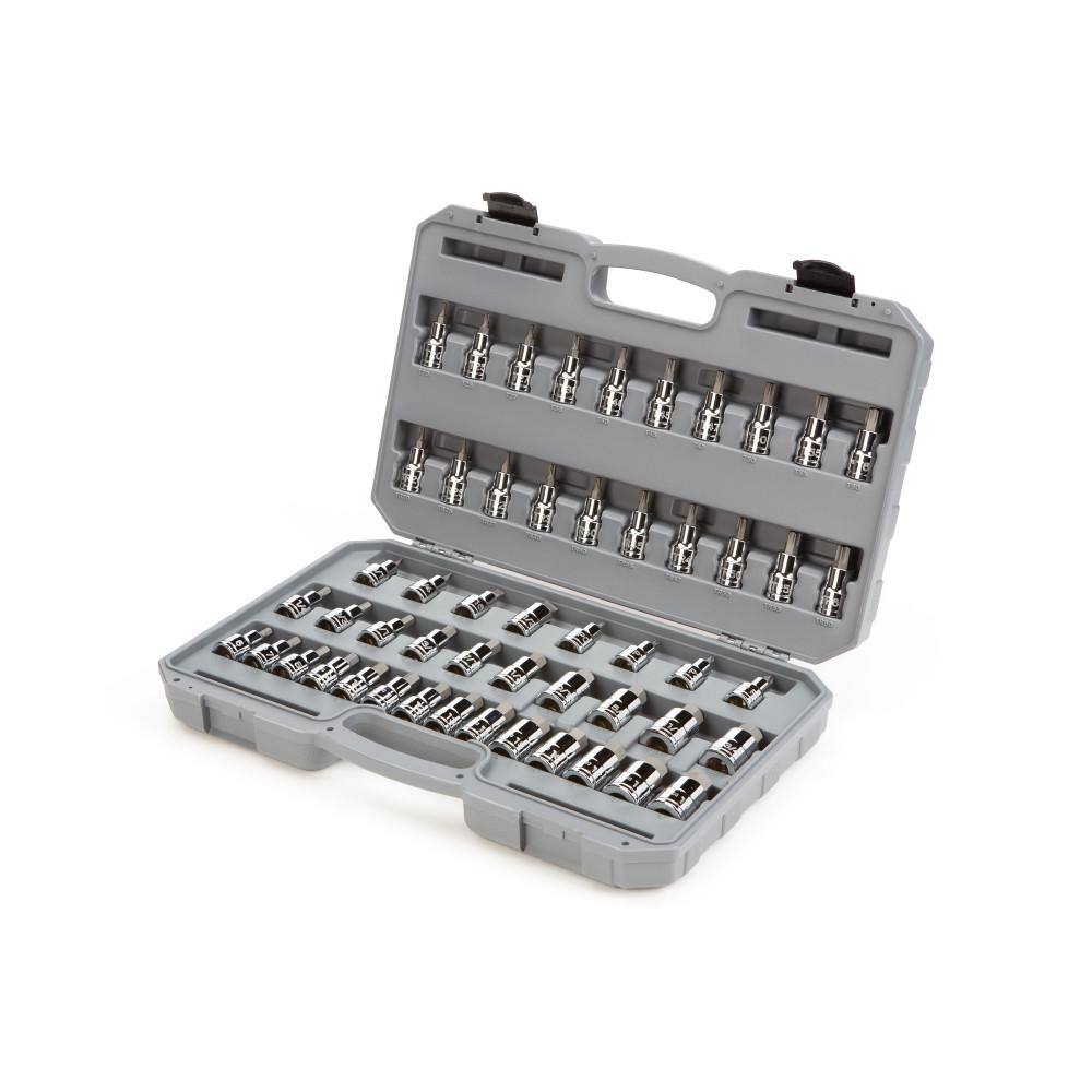 TEKTON 12 in. Drive Hex Torx Phillips Slotted Bit Socket Set (52-Piece) SHB92302