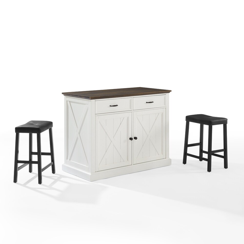 Crosley Clifton Kitchen Island W/Uph Saddle Stools   43\