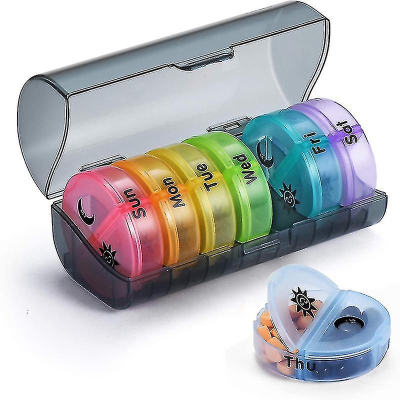 Gray Colorful Pill Storage Box 2 Times A Day Weekly Am Pm Pill Box Large Capacity 7-day Pill Box Suitable For Pills