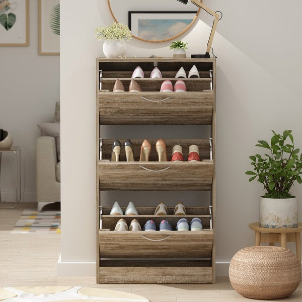 Shoe Cabinet with Flip Drawer for Entryway Rack Storage Organizer - - 36307258