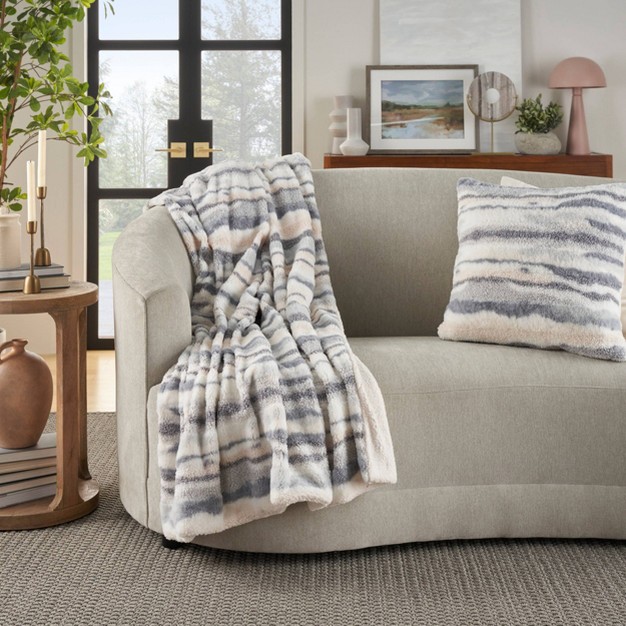 Faux Fur Jacquard Indoor Throw Blanket Mina Victory