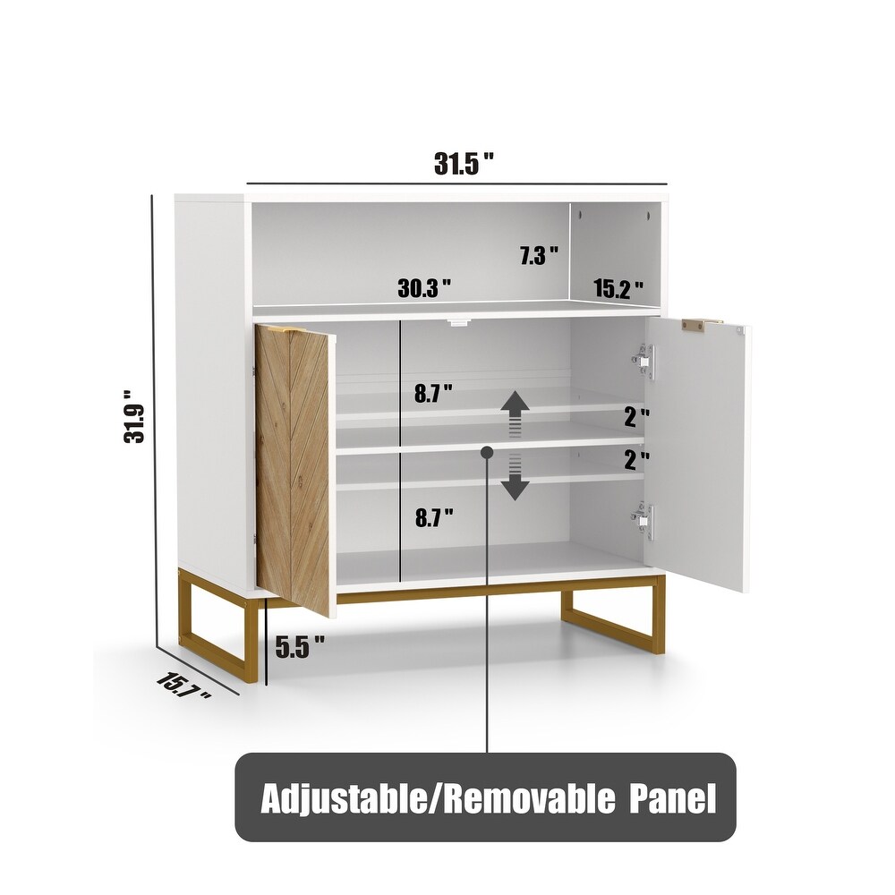 Anmytek White Buffet Sideboard Buffet Sideboard Storage Cabinet Kitchen Cupboard Console Table with Open Shelf