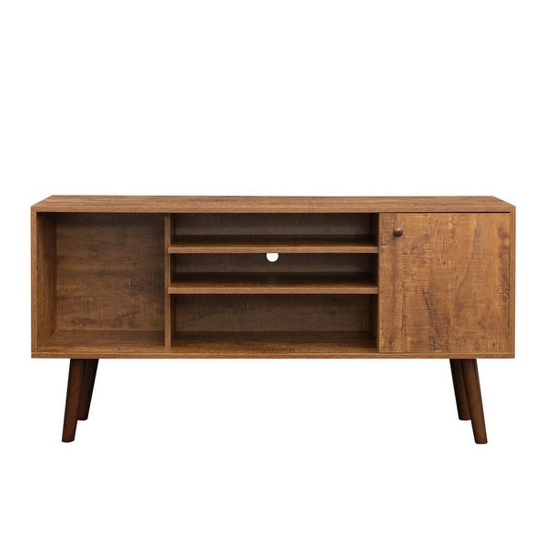 53'' Mid-Century Living Room TV Stand TV Cabinet with Wooden LegsandStorage， up to 55 In Entertainment Center