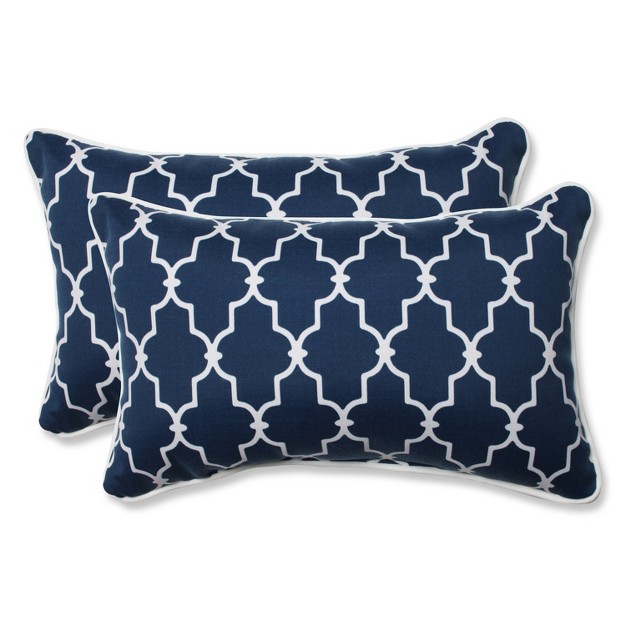 Garden Gate Damask 2pc Rectangular Outdoor Throw Pillow Set Navy Pillow Perfect