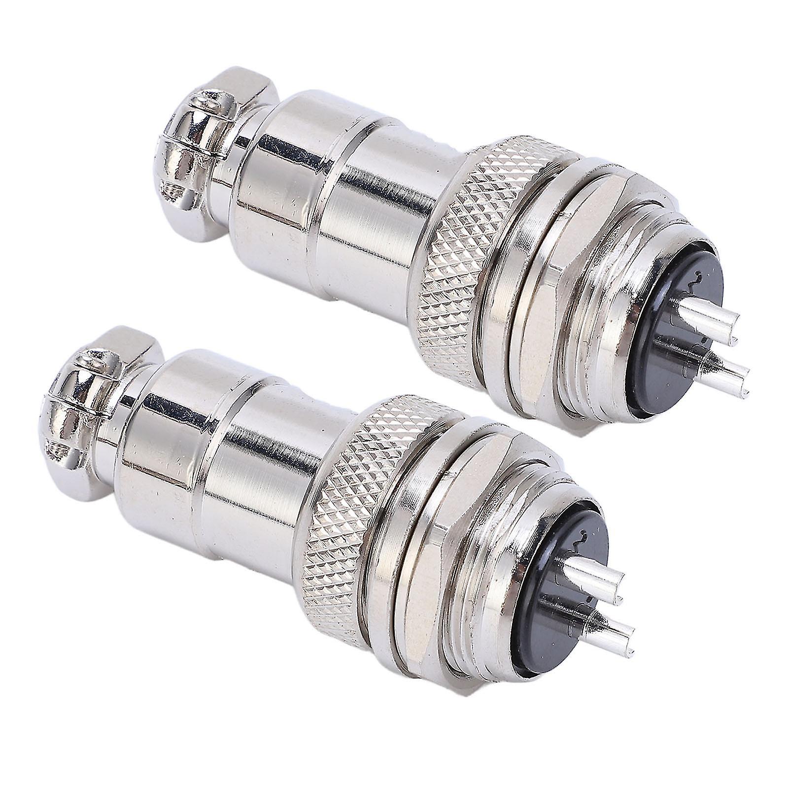 2Pcs Aviation Plug Socket Connector Zinc Alloy Shell Copper Silver Plated Connectors 2 Pin