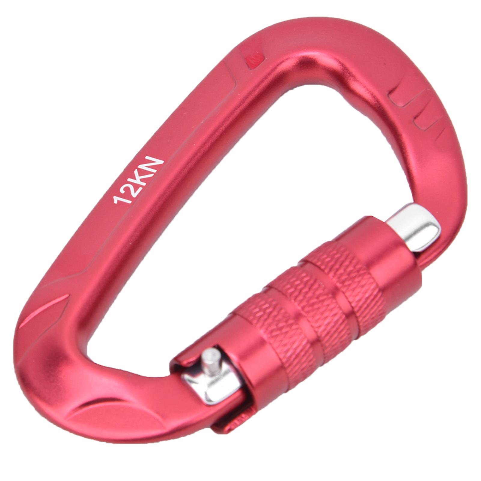 1 Pcs 7075 Aerospace Aluminum 12kn D Shaped Buckle Carabiner Clip Outdoor Safety Accessoryred